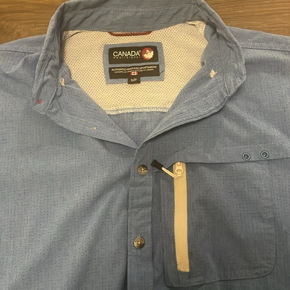 Men’s Canada Weather Gear Blue Button Down Short Sleeve Shirt, Size Small - Picture 2 of 7